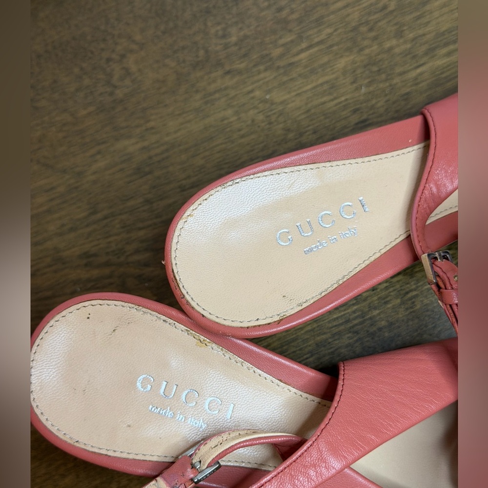 Gucci Starfish Slingback S12 Peep-toe Heels in Coral Pink Leather Size 35.5 - Picture 5 of 11